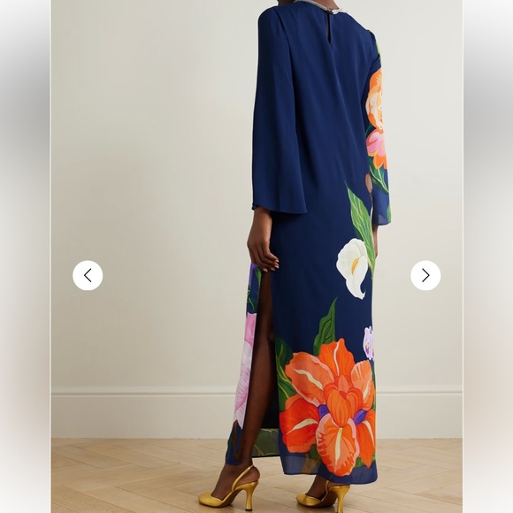 BORGO DE NOR Capucine Embellished Floral-Print Crepe de Chine Maxi Dress - Picture 3 of 16